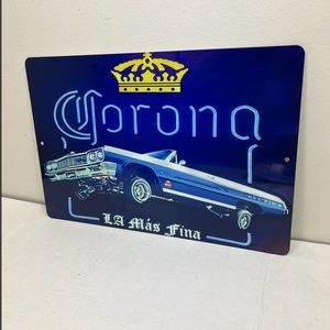 Corona La Mas Fina Low Rider metal tin sign